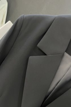 Gray-Blue College-Style Blazer for Women, Spring Autumn 2025 Niche Suit Top, Trendy Casual Chic Fashion