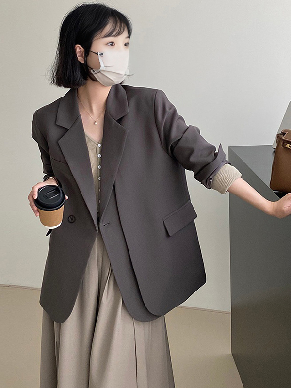 Gray Casual Blazer for Women, Petite Korean Style, Elegant High-Quality Suit for Early Autumn 2025 Fashion Gray Casual Blazer for Women, Petite Korean Style, Elegant High-Quality Suit for Early Autumn 2025 Fashion