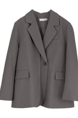 Gray Casual Blazer for Women, Petite Korean Style, Elegant High-Quality Suit for Early Autumn 2025 Fashion
