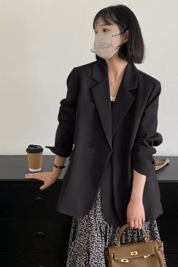 Gray Casual Blazer for Women, Petite Korean Style, Elegant High-Quality Suit for Early Autumn 2025 Fashion