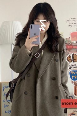 Gray Coffee Cashmere Long Coat for Women - 2024 Winter Korean Style High-End Thick Down Jacket Outerwear