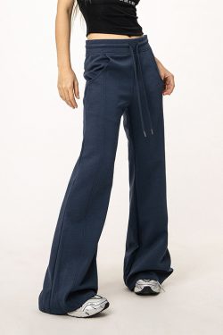Gray Flared Sweatpants for Women - Casual Draped Wide Leg Bell Bottoms, Sporty Style, Comfortable Fit, Trendy Athleisure