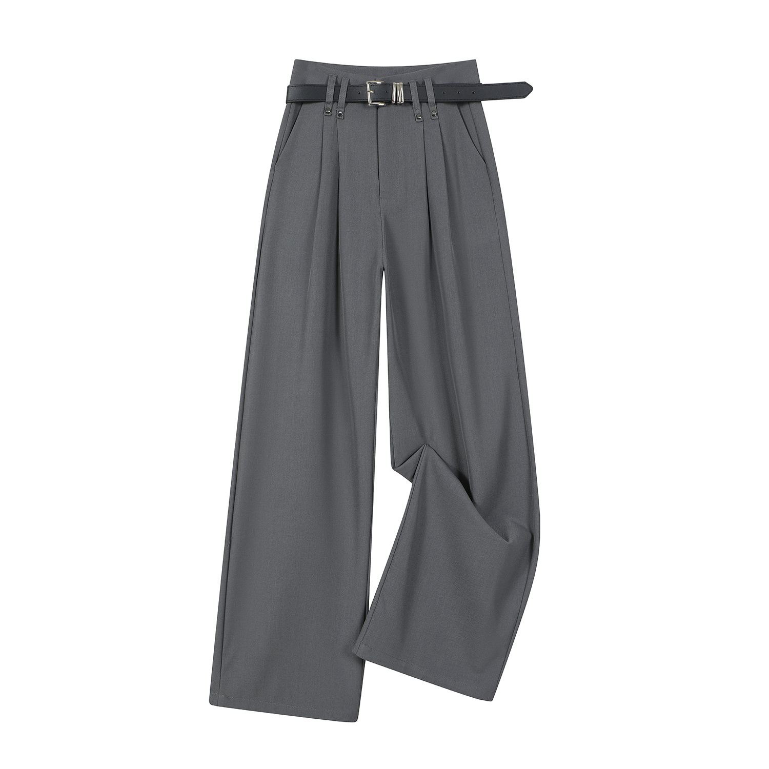 Gray High-Waisted Suit Pants for Women - Slimming Straight Leg Design, High-End Drape, Casual Spring/Summer 2025 Style Gray High-Waisted Suit Pants for Women - Slimming Straight Leg Design, High-End Drape, Casual Spring/Summer 2025 Style