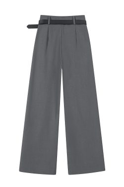 Gray High-Waisted Suit Pants for Women - Slimming Straight Leg Design, High-End Drape, Casual Spring/Summer 2025 Style
