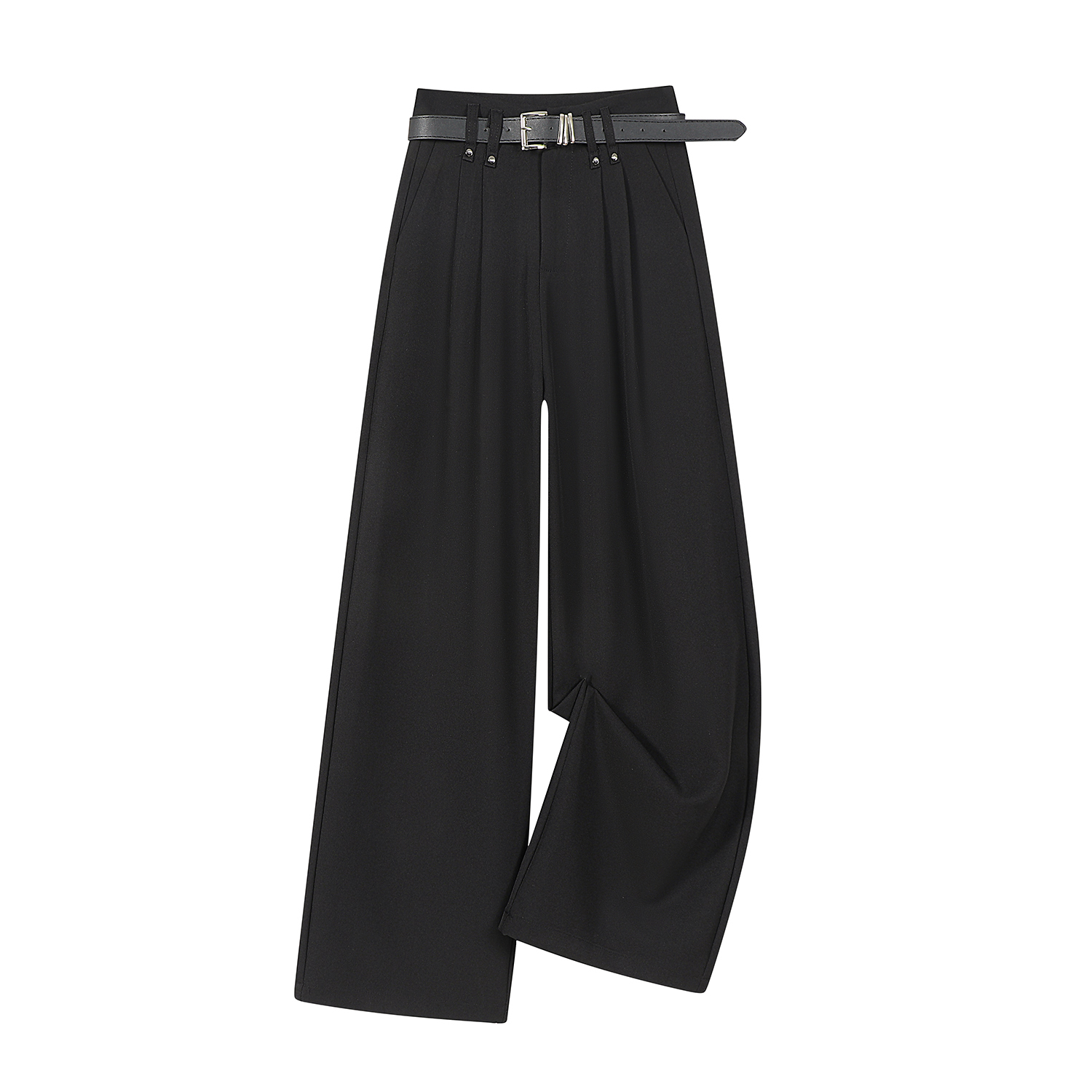 Gray High-Waisted Suit Pants for Women - Slimming Straight Leg Design, High-End Drape, Casual Spring/Summer 2025 Style Gray High-Waisted Suit Pants for Women - Slimming Straight Leg Design, High-End Drape, Casual Spring/Summer 2025 Style