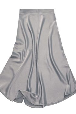 Gray Satin Sheen Diagonal-Cut Fishtail Skirt - Women's Bodycon Mid-Length for Spring/Summer 2025 Fashion