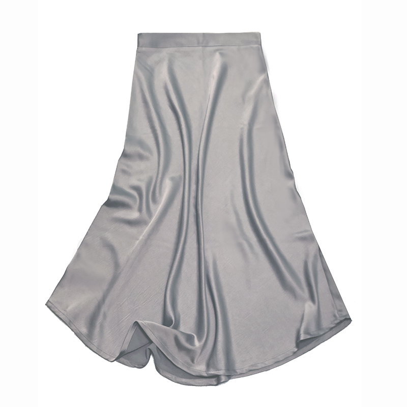 Gray Satin Sheen Diagonal-Cut Fishtail Skirt - Women's Bodycon Mid-Length for Spring/Summer 2025 Fashion Gray Satin Sheen Diagonal-Cut Fishtail Skirt - Women's Bodycon Mid-Length for Spring/Summer 2025 Fashion