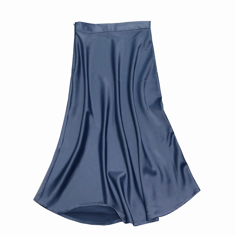 Gray Satin Sheen Diagonal-Cut Fishtail Skirt - Women's Bodycon Mid-Length for Spring/Summer 2025 Fashion Gray Satin Sheen Diagonal-Cut Fishtail Skirt - Women's Bodycon Mid-Length for Spring/Summer 2025 Fashion