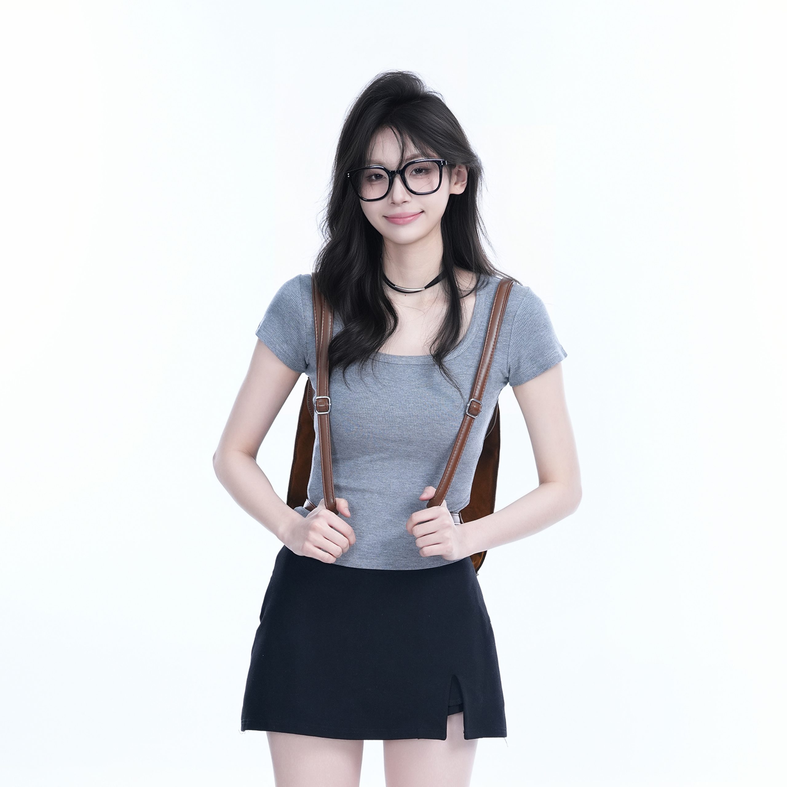 Gray Slim Fit Short-Sleeve U-Neck T-Shirt for Women, Summer Sports Base Layer, Casual Essential Gray Slim Fit Short-Sleeve U-Neck T-Shirt for Women, Summer Sports Base Layer, Casual Essential