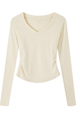 Gray Square-Neck Slim-Fit Cropped Short Sleeve T-Shirt for Women - American Style Summer Top