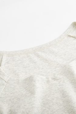 Gray Square-Neck Slim-Fit Cropped Short Sleeve T-Shirt for Women - American Style Summer Top