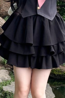 Gray Women's Summer JK Uniform Set with Puff Skirt and Cake Skirt - Trendy 2024 College Style