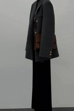 Gray Woolen Coat for Women - Short Korean Style Suit for Petite Figures, High-End Autumn Winter 2024 Fashion