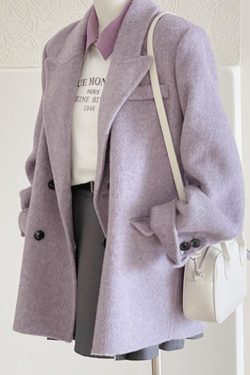 Gray Woolen Coat for Women - Short Korean Style Suit for Petite Figures, High-End Autumn Winter 2024 Fashion