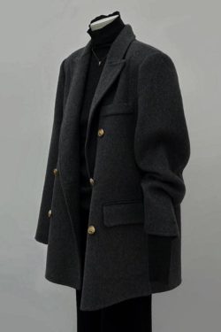 Gray Woolen Coat for Women - Short Korean Style Suit for Petite Figures, High-End Autumn Winter 2024 Fashion