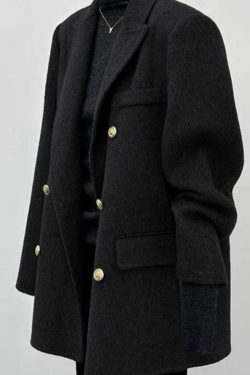 Gray Woolen Coat for Women - Short Korean Style Suit for Petite Figures, High-End Autumn Winter 2024 Fashion