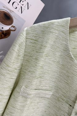 Green Korean Style Lightweight Women's Jacket - Trendy Short Cardigan for Summer 2025, Ultra-Stylish Commuter Top