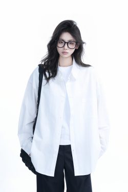 Green Solid Color Long Sleeve Shirt for Women - "Sit and Eat Until the Mountains Are Empty" Mambo Wind - Spring Loose Fit Fashion Trend