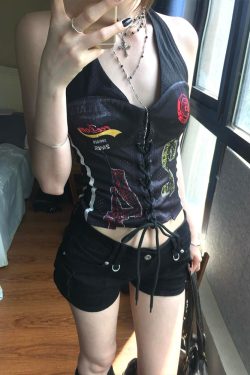 Halter Neck Adjustable Summer Tank Top for Women, Fitted Slimming Design, Sexy 90s-Inspired Style