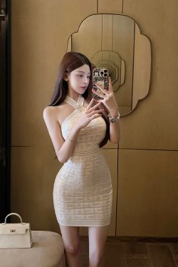 Halter Neck Knitted Slim Fit Dress - New Arrival Luna Lona 423, Perfect for 90s and Y2K Inspired Fashion