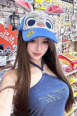 Halter Neck Vest Top with Blue Diamond Design - Pure Desire Style, Trendy Y2K Fashion for Effortless Chic Look