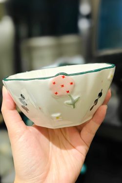 Hand-Painted Ceramic 5-Inch Rice Bowl - Fresh Elegance, Underglaze Color for Vegetables & Fruits, Perfect for Stylish Dining