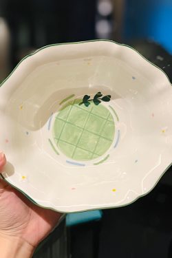 Hand-Painted Ceramic 5-Inch Rice Bowl - Fresh Elegance, Underglaze Color for Vegetables & Fruits, Perfect for Stylish Dining
