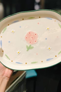Hand-Painted Ceramic 5-Inch Rice Bowl - Fresh Elegance, Underglaze Color for Vegetables & Fruits, Perfect for Stylish Dining