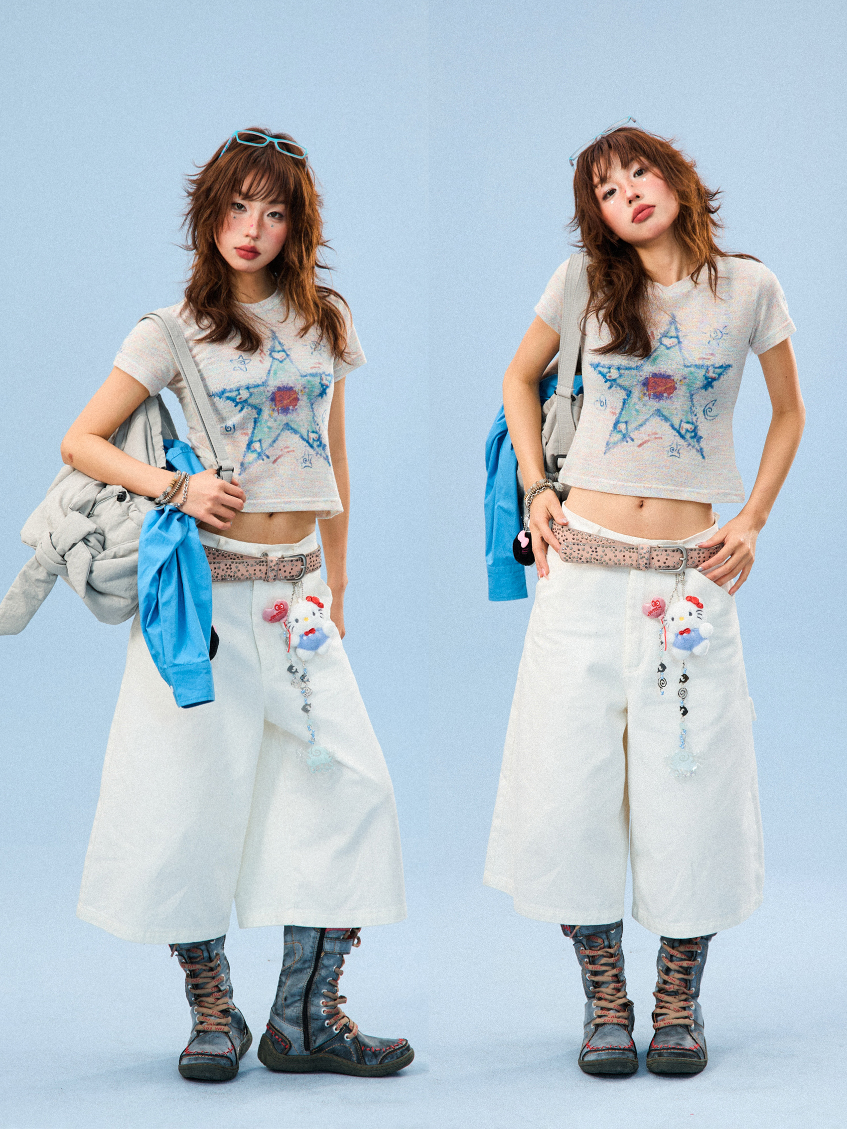 Hand-Painted Graffiti Short Sleeve T-Shirt for Women - Summer Slim Fit Cropped Top, Sweet and Spicy Style Hand-Painted Graffiti Short Sleeve T-Shirt for Women - Summer Slim Fit Cropped Top, Sweet and Spicy Style