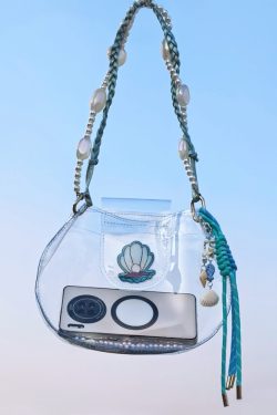 Handmade Beaded Transparent Fish Tank Bag - Cute Summer Underarm Crossbody Bag for Unique Niche Style