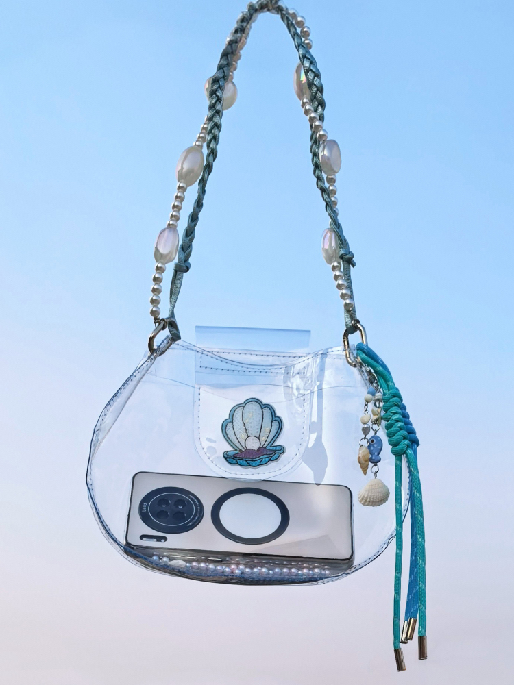 Handmade Beaded Transparent Fish Tank Bag - Cute Summer Underarm Crossbody Bag for Unique Niche Style Handmade Beaded Transparent Fish Tank Bag - Cute Summer Underarm Crossbody Bag for Unique Niche Style