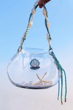 Handmade Beaded Transparent Fish Tank Bag - Cute Summer Underarm Crossbody Bag for Unique Niche Style