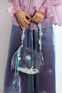 Handmade Beaded Transparent Fish Tank Bag - Cute Summer Underarm Crossbody Bag for Unique Niche Style