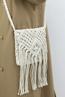 Handmade Bohemian Straw Woven Bag with Tassels - 2024 Hollow Shoulder Crossbody Beach Bag for Women