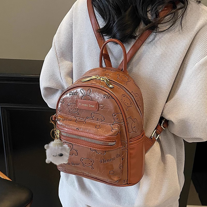 Handmade Cute Embossed Small Backpack for Women - Niche Design Double Shoulder Bag for Trendy Style Handmade Cute Embossed Small Backpack for Women - Niche Design Double Shoulder Bag for Trendy Style