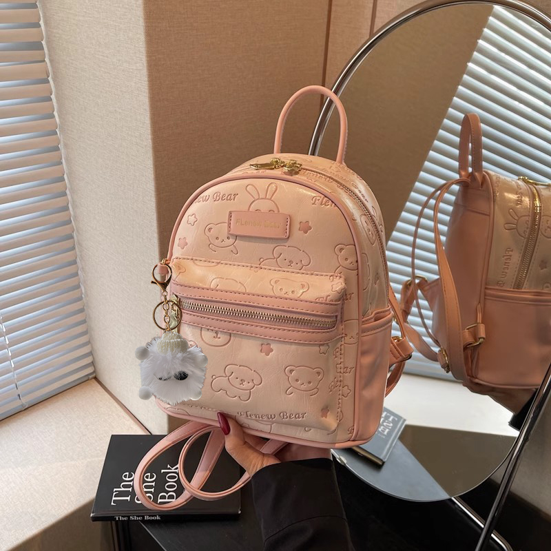 Handmade Cute Embossed Small Backpack for Women - Niche Design Double Shoulder Bag for Trendy Style Handmade Cute Embossed Small Backpack for Women - Niche Design Double Shoulder Bag for Trendy Style