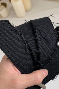 Handmade Mohair Edge Fabric Waist Belt - Black Unisex Harajuku Style, Versatile Design with Simple Buckle