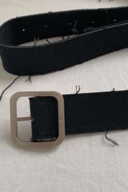Handmade Mohair Edge Fabric Waist Belt - Simple Versatile Black Unisex Belt in Harajuku Style for Y2K Fashion