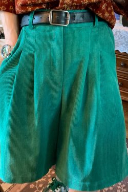Handmade Retro Wide-Leg Corduroy Shorts for Summer - Casual Unisex Straight Pants, Versatile and Comfortable Fashion Essential
