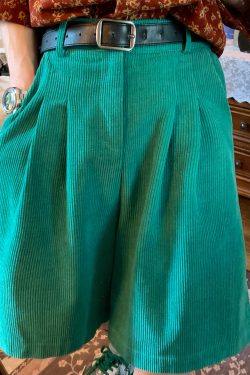 Handmade Retro Wide-Leg Corduroy Shorts for Summer - Casual Unisex Straight Pants, Versatile and Comfortable Fashion Essential