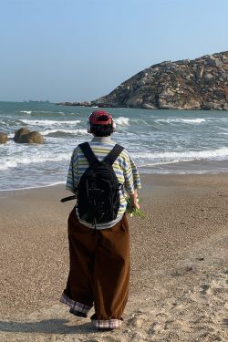 Handmade Vintage Striped Cow Embroidery Polo T-Shirt for Men and Women, Summer Loose Fit Short Sleeve Top, Trendy Casual Style