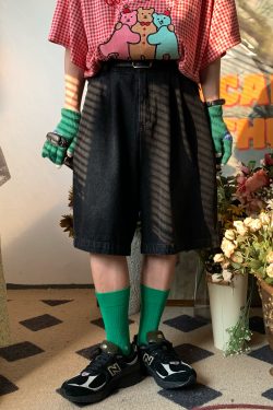 Handmade Washable Denim Wide-Leg Five-Point Shorts - Summer Retro Loose Slim Straight Basic Pants for Y2K Korean Style Fashion