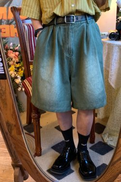 Handmade Washable Denim Wide-Leg Five-Point Shorts - Summer Retro Loose Slim Straight Basic Pants for Y2K Korean Style Fashion