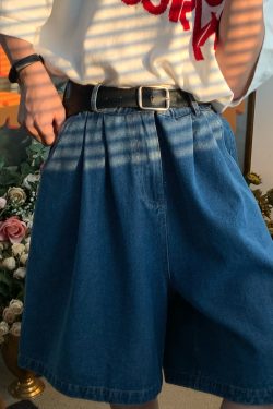 Handmade Washable Denim Wide-Leg Five-Point Shorts for Summer - Retro Basic Loose Slim Straight Casual Pants