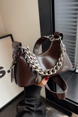 Handmade Women's Textured Chain Crossbody Bag - 2025 New Style Shoulder Underarm Bag for Chic Everyday Wear