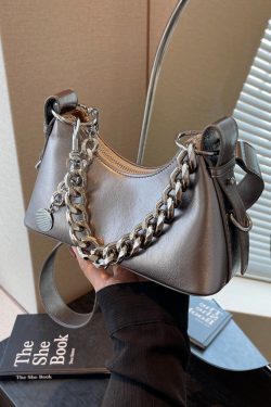 Handmade Women's Textured Chain Crossbody Bag - 2025 New Style Shoulder Underarm Bag for Chic Everyday Wear