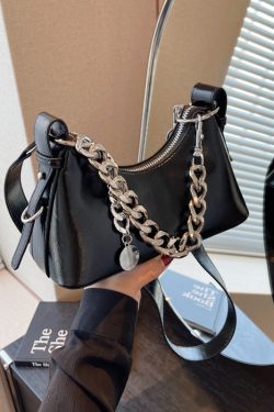 Handmade Women's Textured Chain Crossbody Bag - 2025 New Style Shoulder Underarm Bag for Chic Everyday Wear