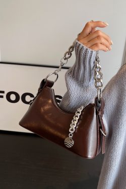 Handmade Women's Textured Chain Crossbody Bag - 2025 New Style Shoulder Underarm Bag for Chic Everyday Wear