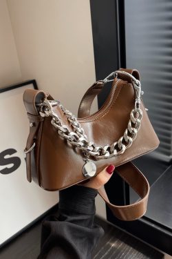 Handmade Women's Textured Chain Crossbody Bag - 2025 New Style Shoulder Underarm Bag for Chic Everyday Wear