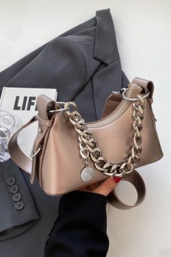 Handmade Women's Textured Chain Crossbody Bag - 2025 New Style Shoulder Underarm Bag for Chic Everyday Wear